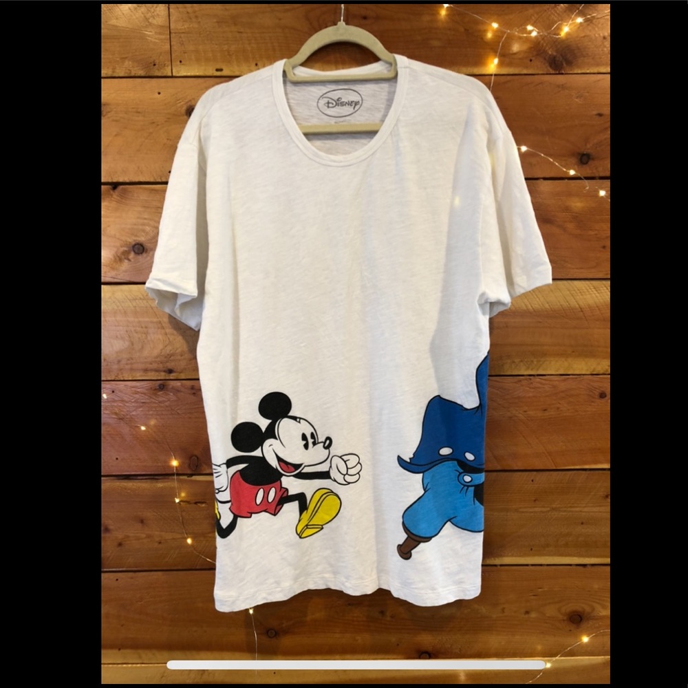Vintage Style Peg Leg Pete chasing Mickey Slub Tee